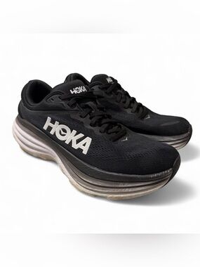 Women’s Hoka Bondi 8 Black White Running Shoes Size 8.5
